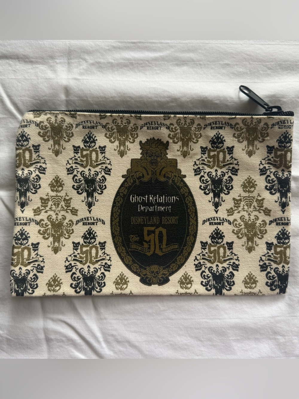 Disneyland Haunted Mansion 50th Anniversary Ghost Relations Department Zip Pouch